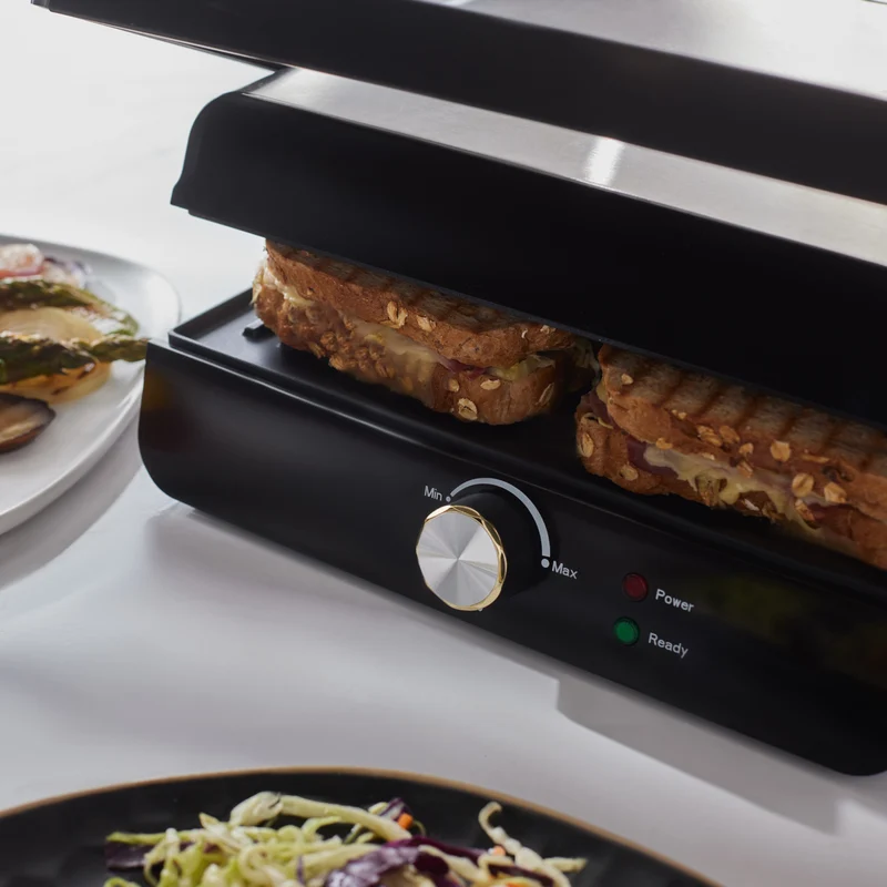 Homend Grilliant 1356H Inox-Gehäuse mit Gusseisenplatten Sandwich- und Grillmaschine