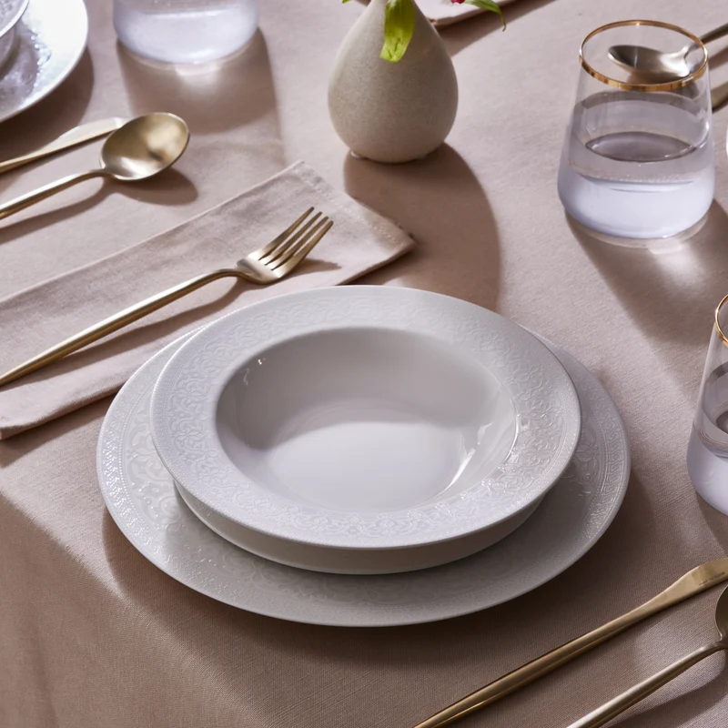 Karaca New Dome Tafelservice für 6 Personen, 24-teilig, Weiß
