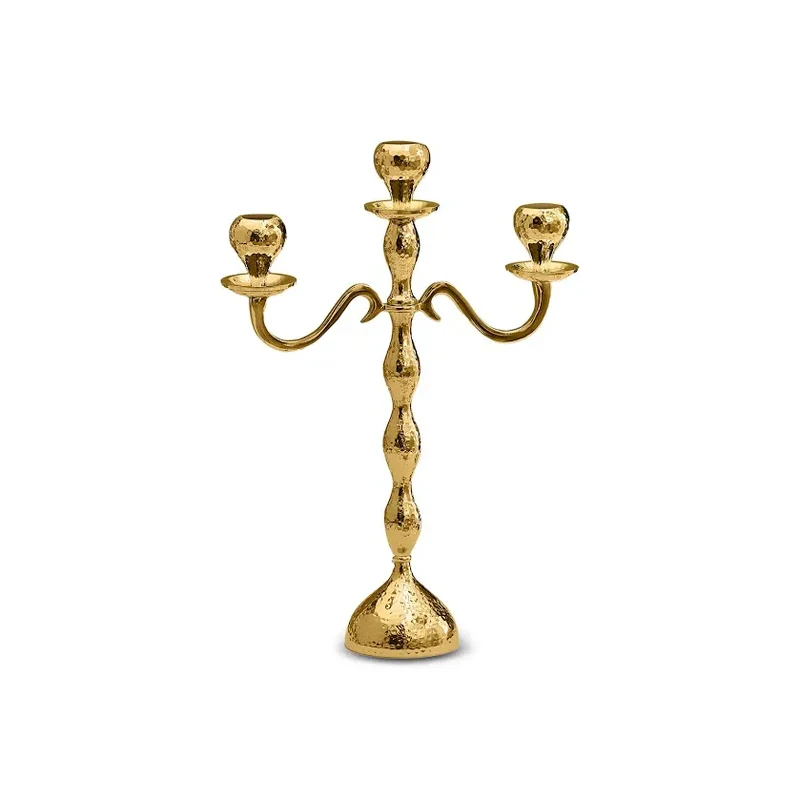 Karaca Arlen 3er Kerzenhalter Gold 38x29 cm