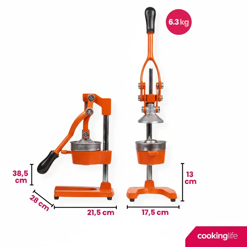 Cookinglife Zitruspresse - Gusseisen - Hebelmodell - Orange