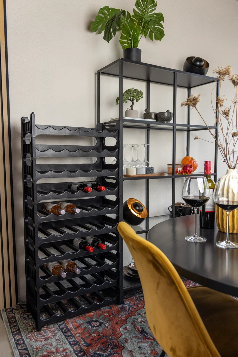 Weinregal stapelbar schwarz – Kunststoff – 6 Flaschen