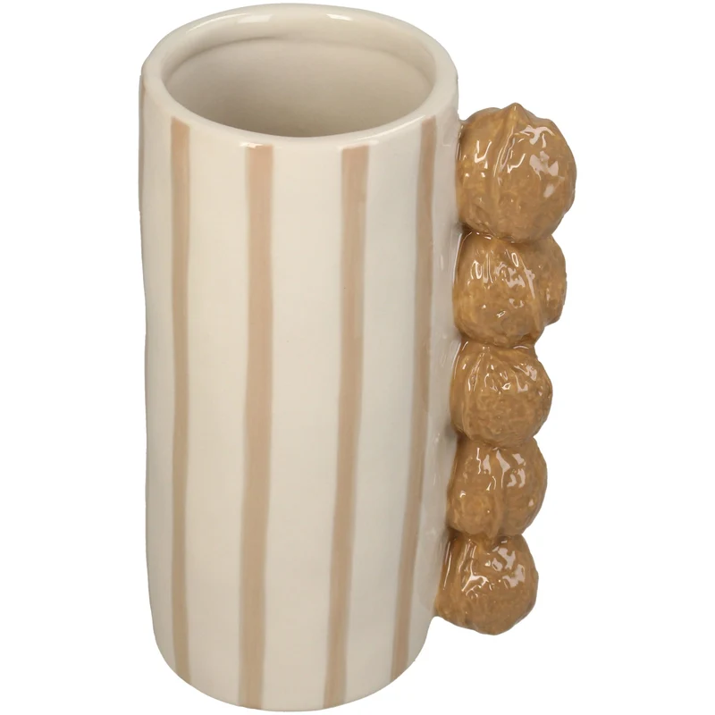 Vase Walnüsse Steingut Braun 11.5x9x18.5cm