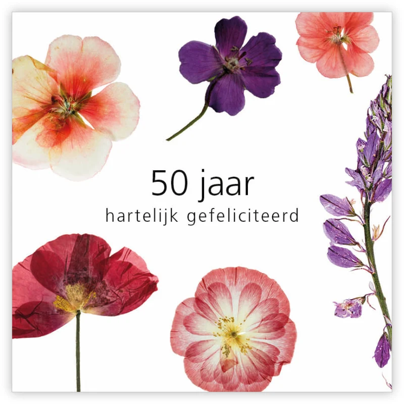 Packung mit 12 Geschenkkarten Le Jardin 50 Jahre, herzlichen Glückwunsch