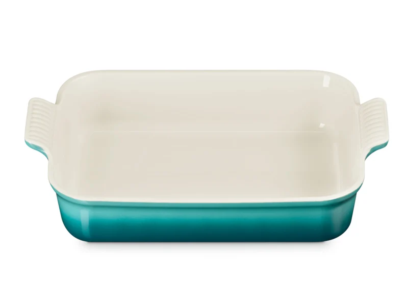 Le Creuset Backform Tradition rechteckig bleu riviera 23cm