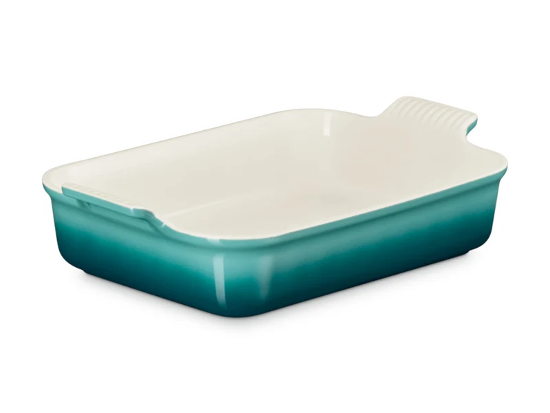 Le Creuset Backform Tradition rechteckig bleu riviera 23cm