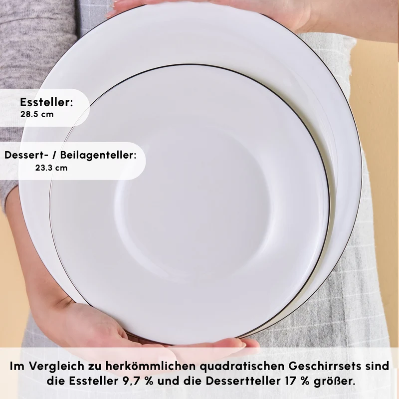Karaca Fine Pearl Fame 58-teiliges Tafelservice für 12 Personen, Platin