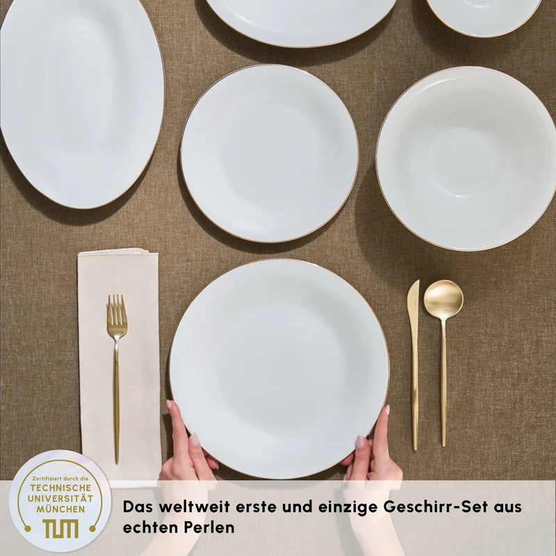 Karaca Fine Pearl Fame 58-teiliges Tafelservice für 12 Personen, Gold