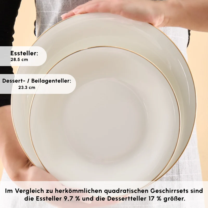 Karaca Fine Pearl Fame 58-teiliges Tafelservice für 12 Personen, Gold