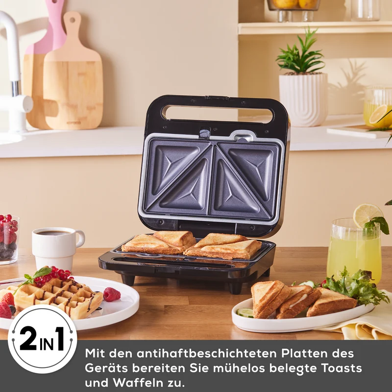 Sandwich- und Waffelmaschine mit 1000W