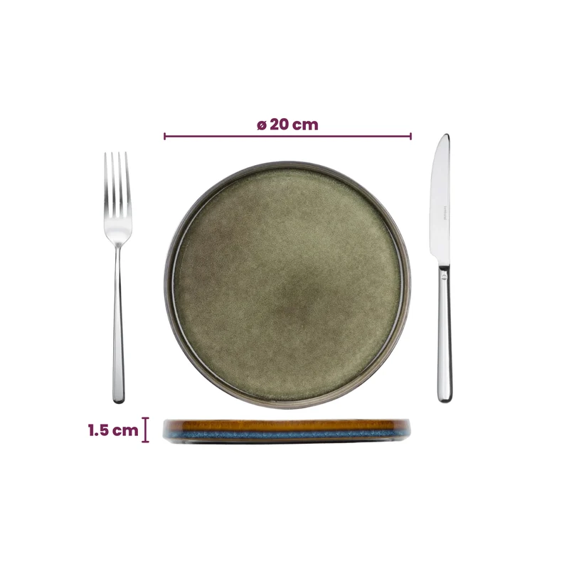 Cosy & Trendy Geschirrset Quintana Green 18-teilig / 6 Personen - 6 Speiseteller, 6 Suppenteller und 6 Frühstücksteller