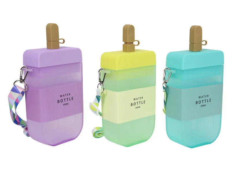 Trinkflasche Eisform mit Kordel 20x11x4,3cm 3-fach sortiert