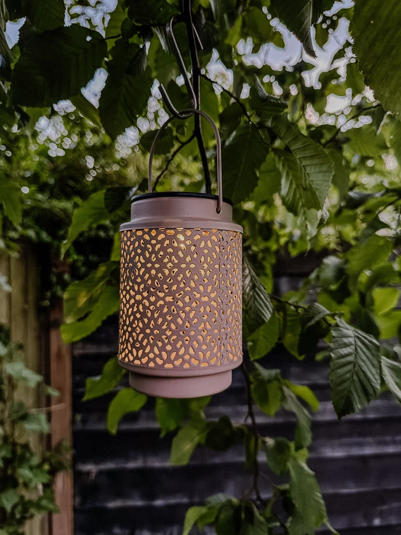 Solar-Laterne 1 LED Metall 8,5x8,5x12cm Sand