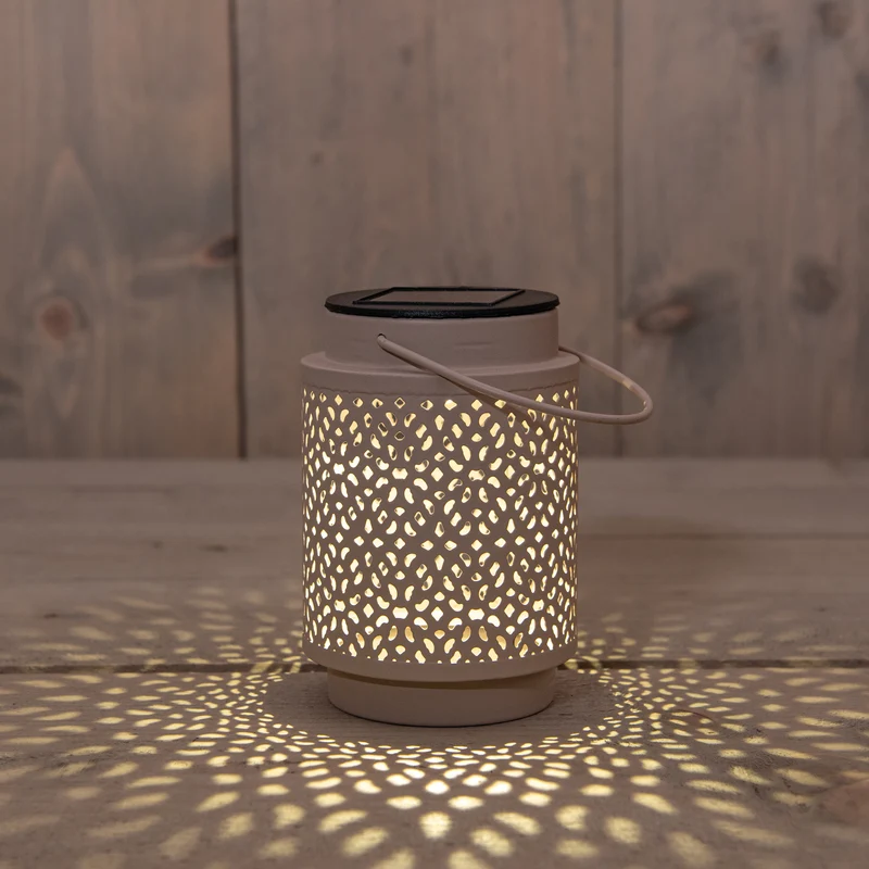 Solar-Laterne 1 LED Metall 8,5x8,5x12cm Sand