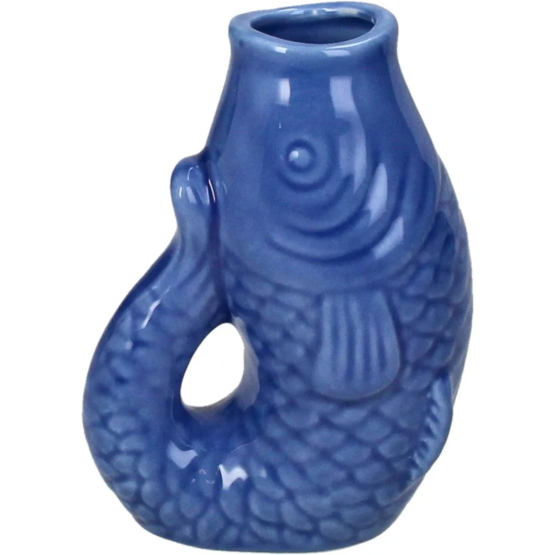 Vase Fisch Steingut Blau 8x5,5x11,3cm