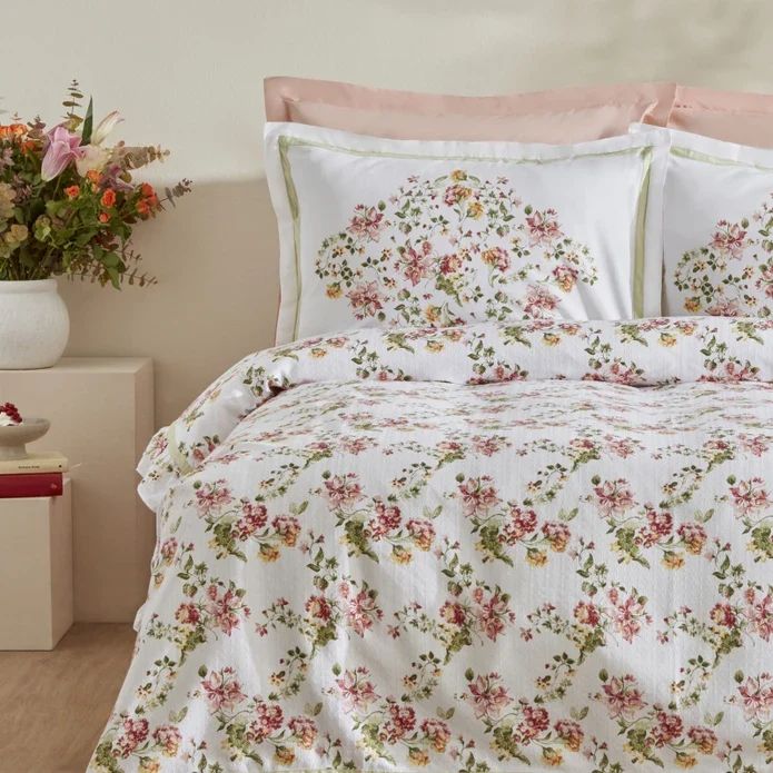 Karaca Home Emilie 100% Baumwolle Doppelbettdecken-Set - Rosa