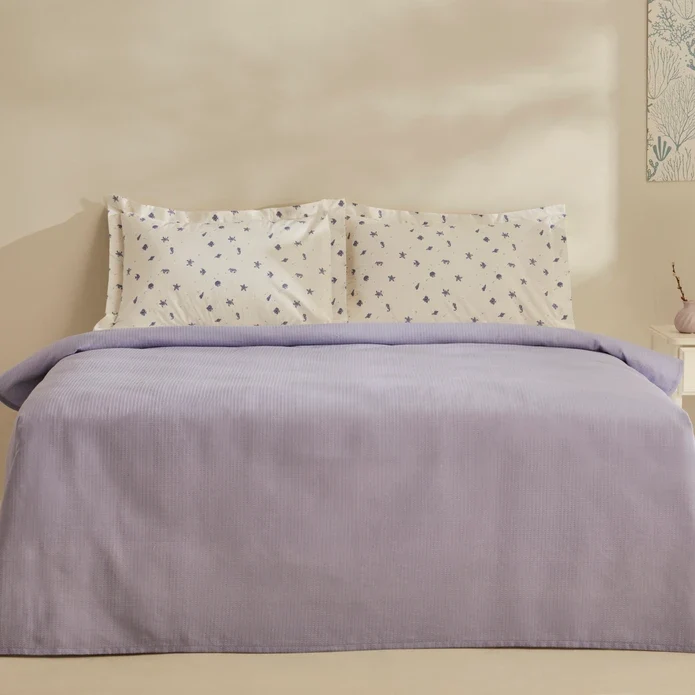 Karaca Home Joy Coastal 100% Baumwolle Doppelbettdecken-Set - Lila