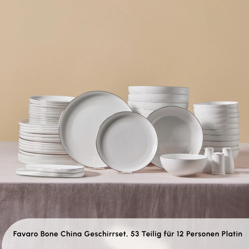 Karaca Streamline Favaro 53-Teiliges 12-Personen Geschirrset Platin