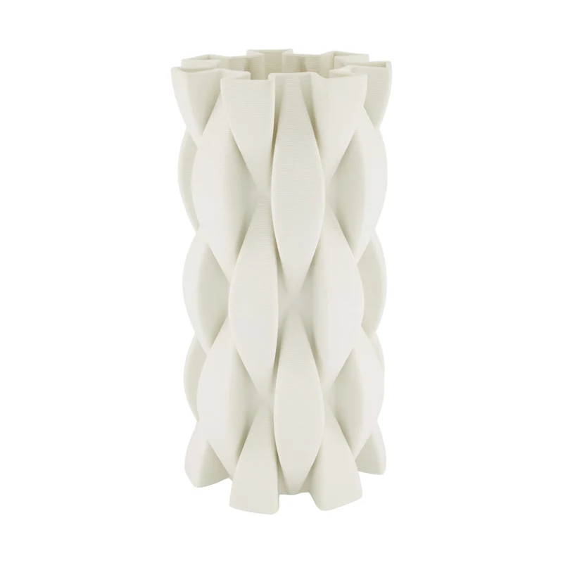 Vase 3D Keramik 15x15x30cm Weiß