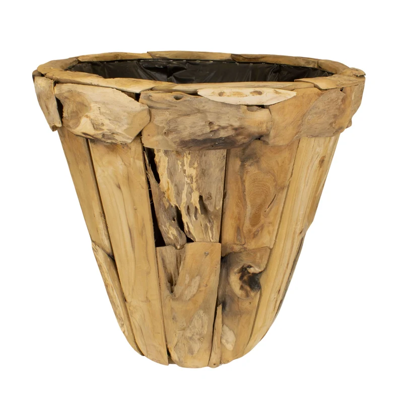 Pflanzgefäß Teakholz mit Kunststoff 78x78x72cm Natur