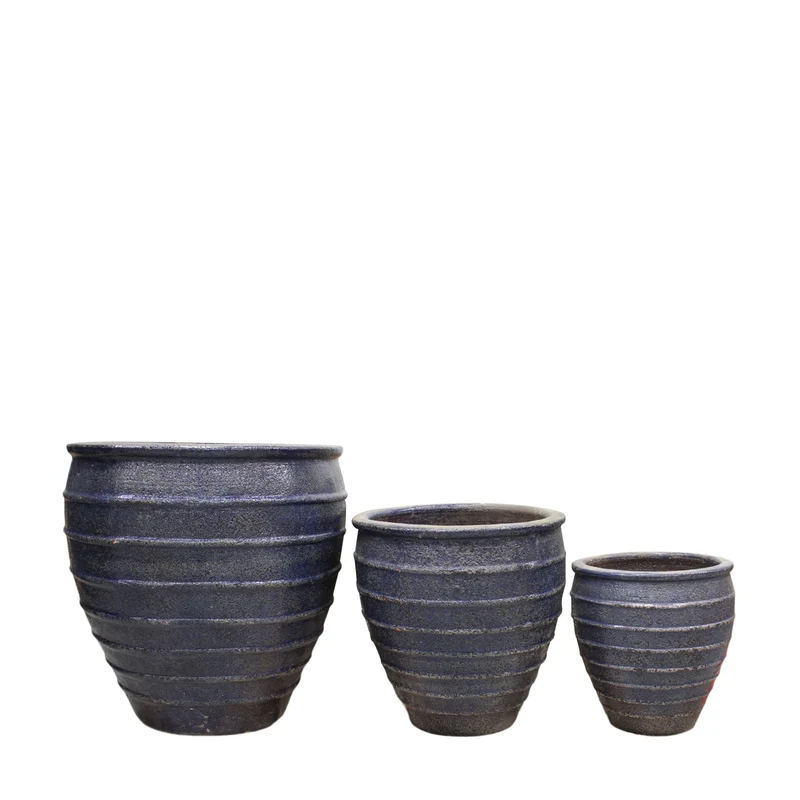 Set/3 Pflanzgefäß Terrakotta 55x55x56cm Dunkelblau