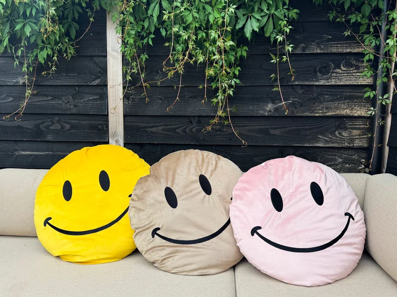 Kissen rund Smiley Polyester 58x58x8cm Rosa