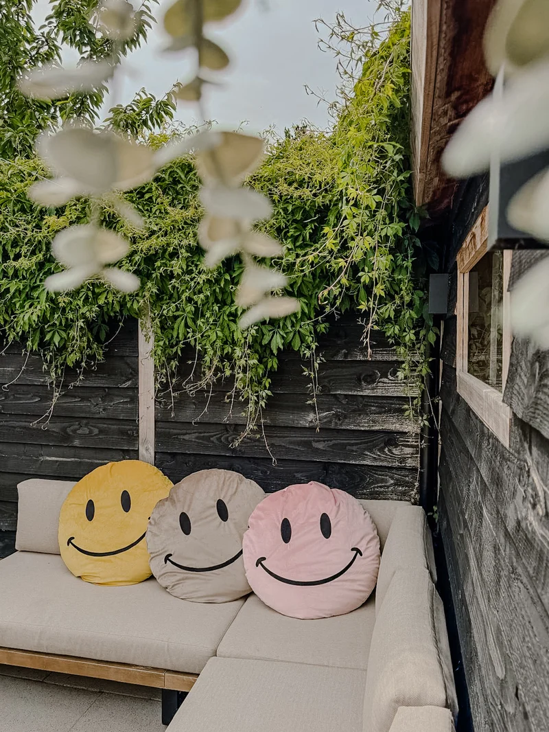 Kissen rund Smiley Polyester 58x58x8cm Rosa