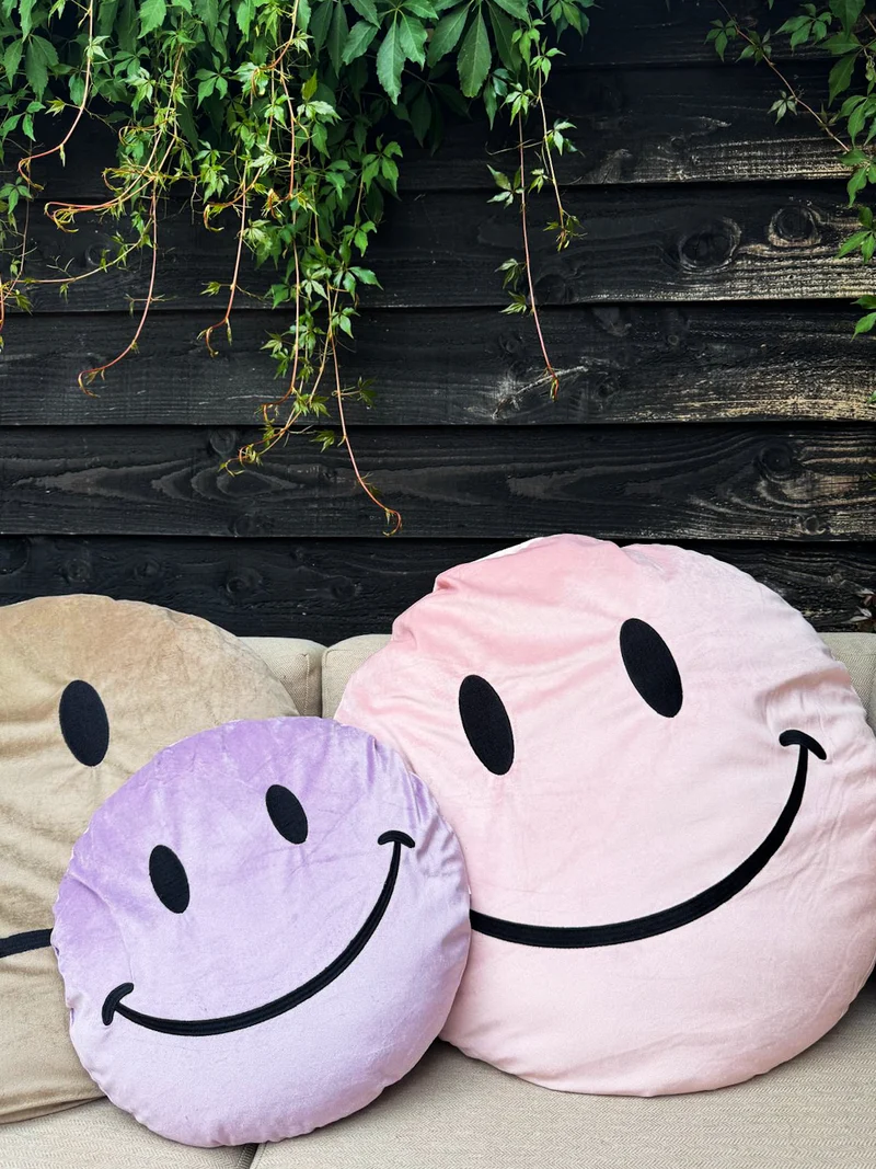 Kissen rund Smiley Polyester 58x58x8cm Rosa