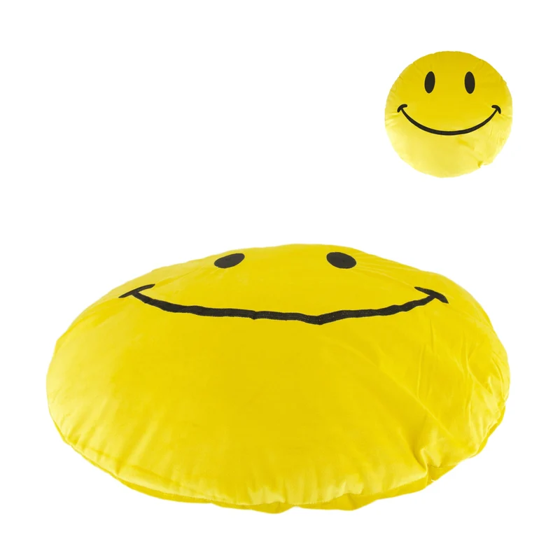 Kissen rund Smiley Polyester 58x58x8cm Gelb