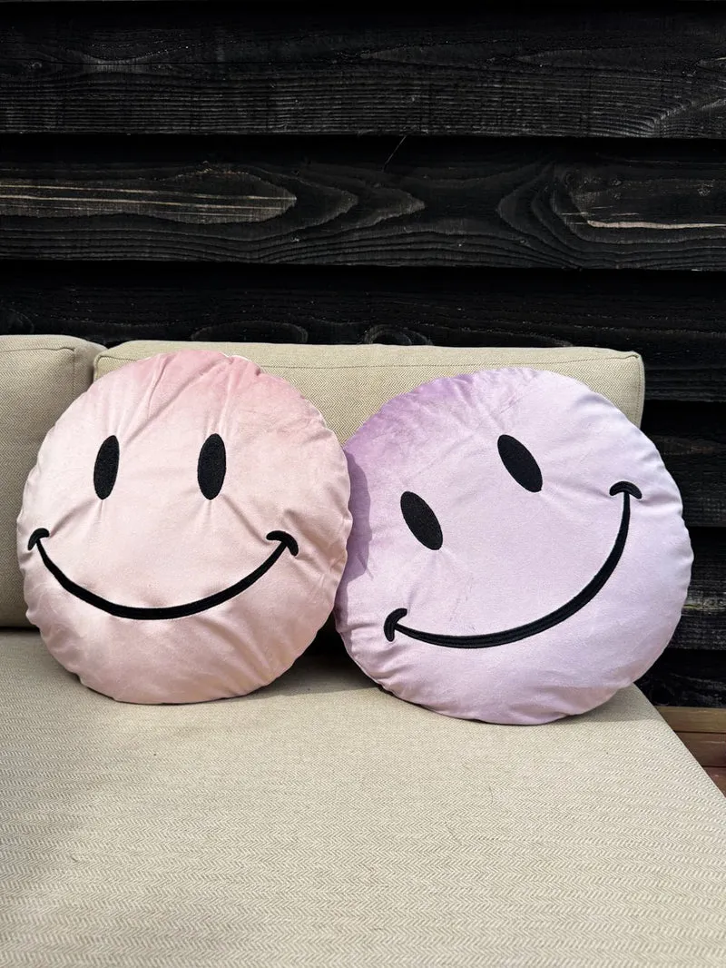 Kissen rund Smiley Polyester 38x38x6cm Flieder