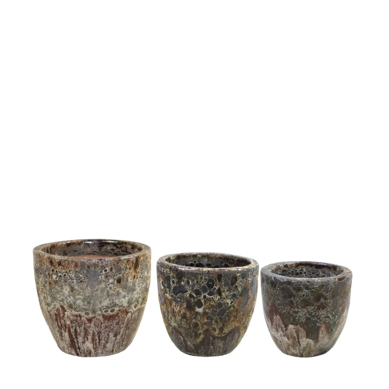 Set/3 Blumentöpfe Keramik 38x38x33cm Antikbraun