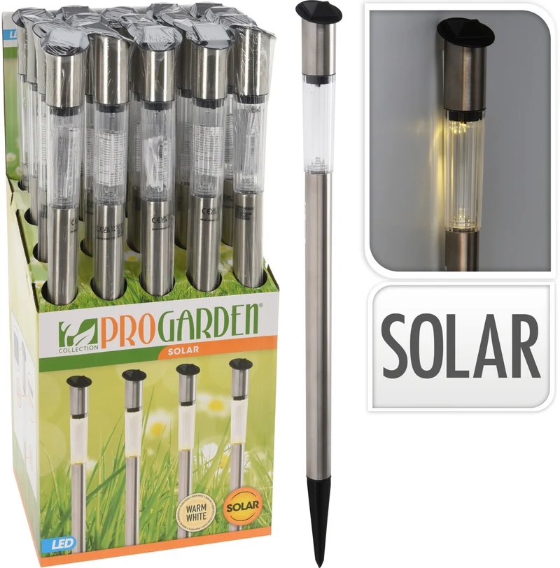 SOLARLAMPE GARTENLAMPE EDELSTAHL D4 H70CM WARMWEISS