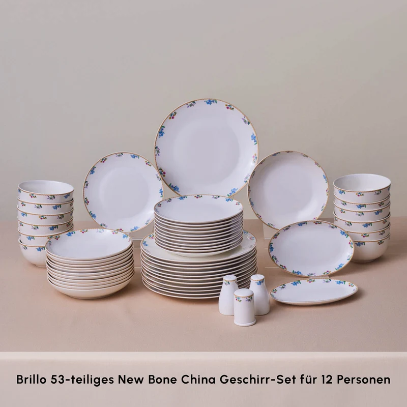 Karaca Forever Bone New Brillo 53-Teiliges 12-Personen Geschirrset