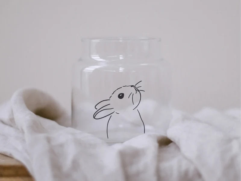 Eulenschnitt Glas Vase Hase 10cm