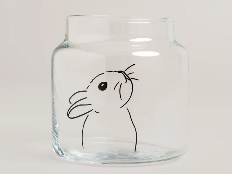 Eulenschnitt Glas Vase Hase 10cm