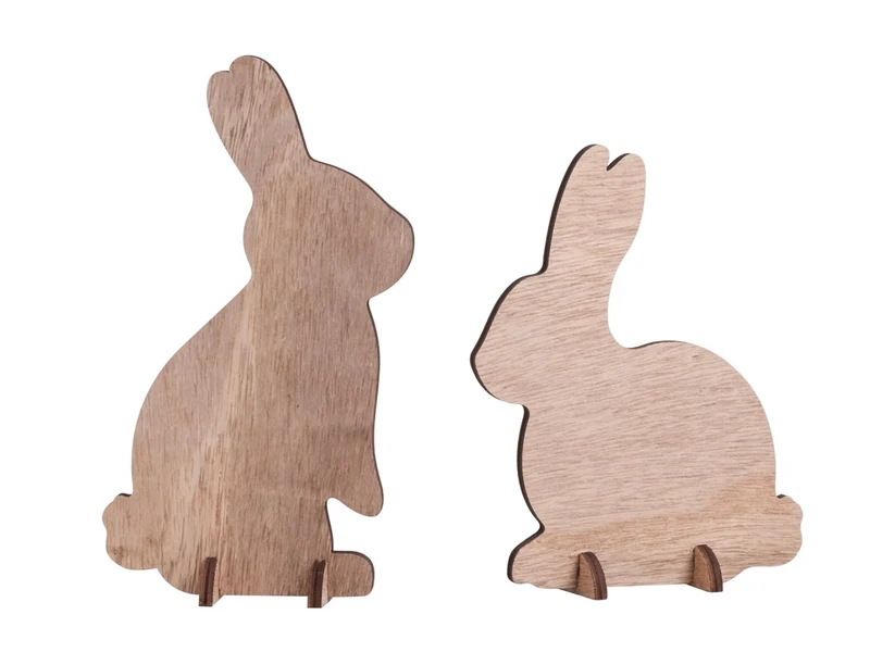 Eulenschnitt Steckhasen natur 18cm Set 2tlg