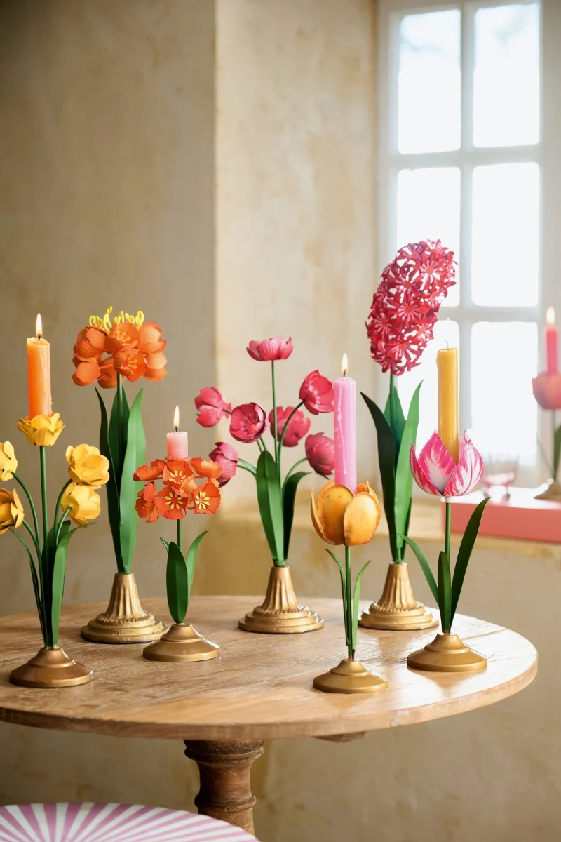 PIP STUDIO Metal Flower Kerzenhalter orange 22,5cm