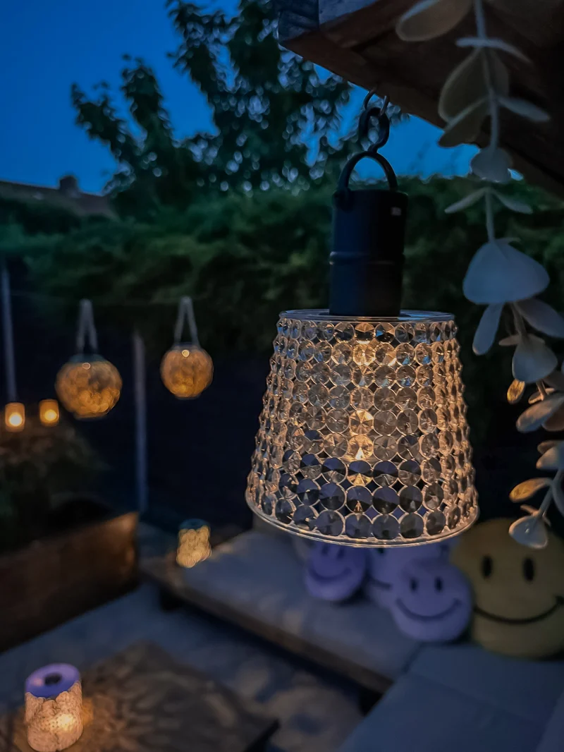 SOLAR-HÄNGELEUCHTE TRANSPARENT 12,5X12,5X16CM 1LED WARMWEISS