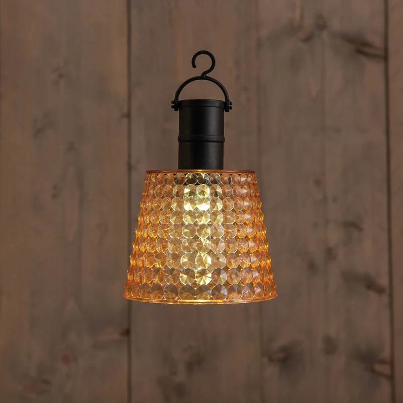 SOLAR-HÄNGELEUCHTE AMBER 12,5X12,5X16CM 1LED WARMWEISS