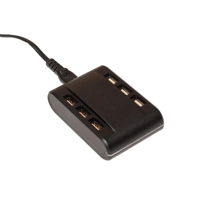 USB-Ladestation mit 6 Anschlüssen, schwarz