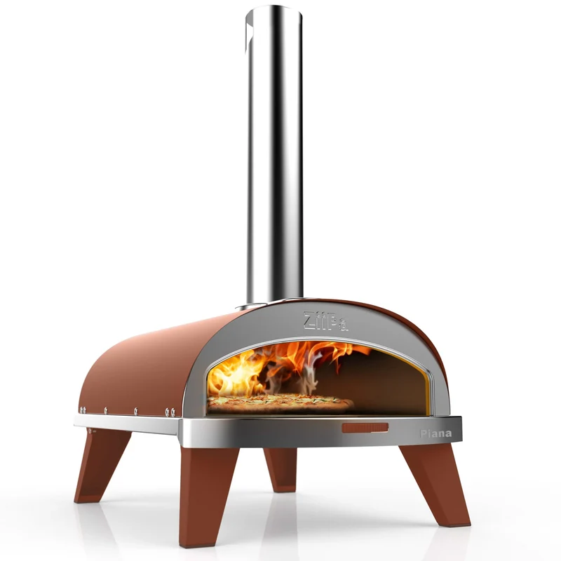 ZiiPa Pizzaofen Piana - Holz befeuert - mit Thermometer - Terrakotta - für ø 30 cm Pizzen