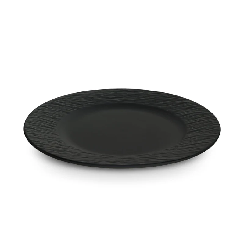 Karaca Solem Embossed 18-teiliges Steinzeug-Tafelservice für 6 Personen, Schwarz