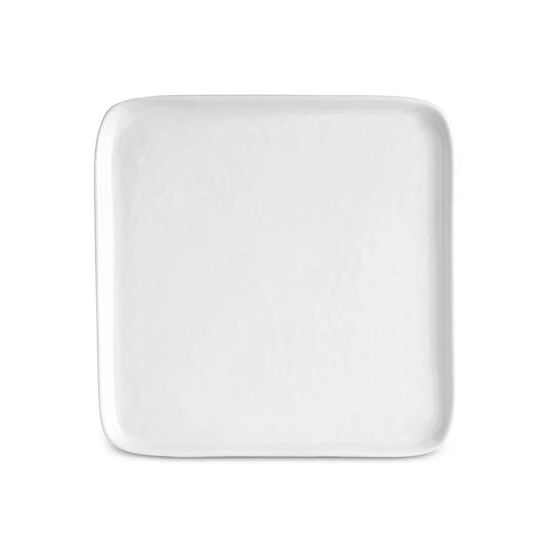 Karaca Epsilon Quadratischer Dessert-/Beilagenteller aus Porzellan, 22 cm, Weiß