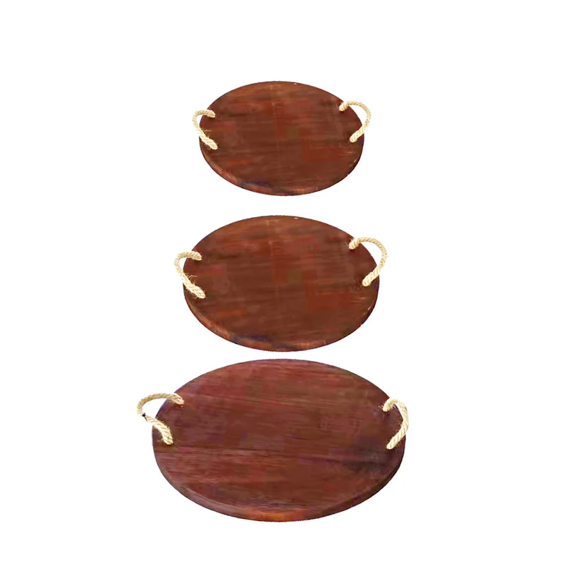 S/3 Tablett Grande Cache Holz D35 H2cm Braun/Rot