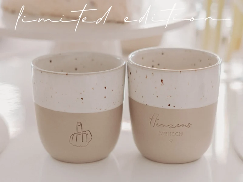 Eulenschnitt Becher Herzensmensch beige 0,32l