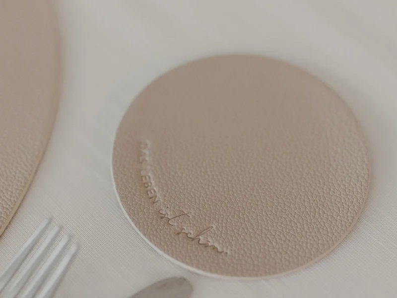 Eulenschnitt Untersetzer Das Leben wendbar creme 11cm Set 2tlg