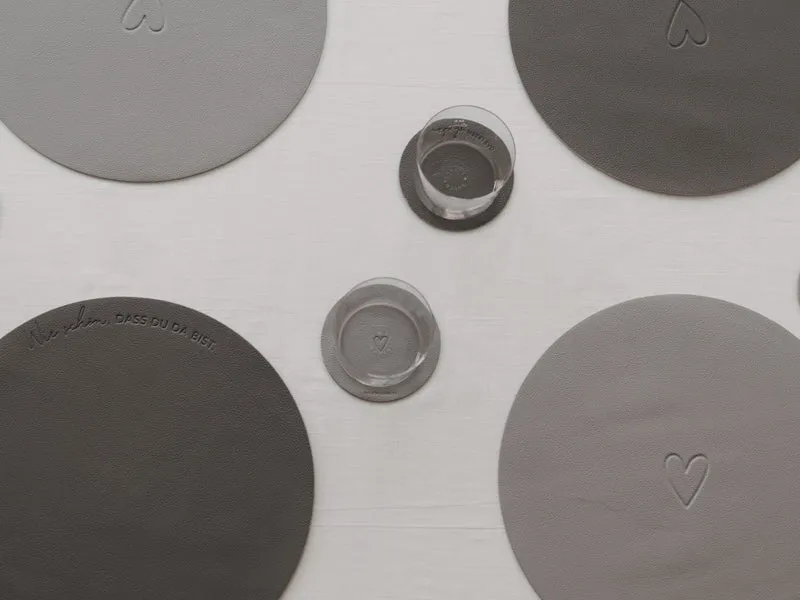 Eulenschnitt Untersetzer Herz wendbar grau 11cm Set 2tlg