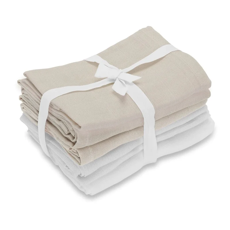 Musselin Spucktücher "White & Oystergrey" 4er Set