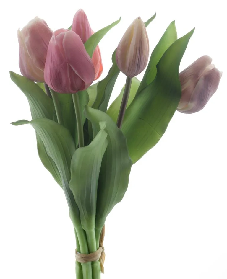 Real Touch Vermeer Tulpenstrauß Sally X7, neue Farbkombination Mauve/Rosa, 31 cm