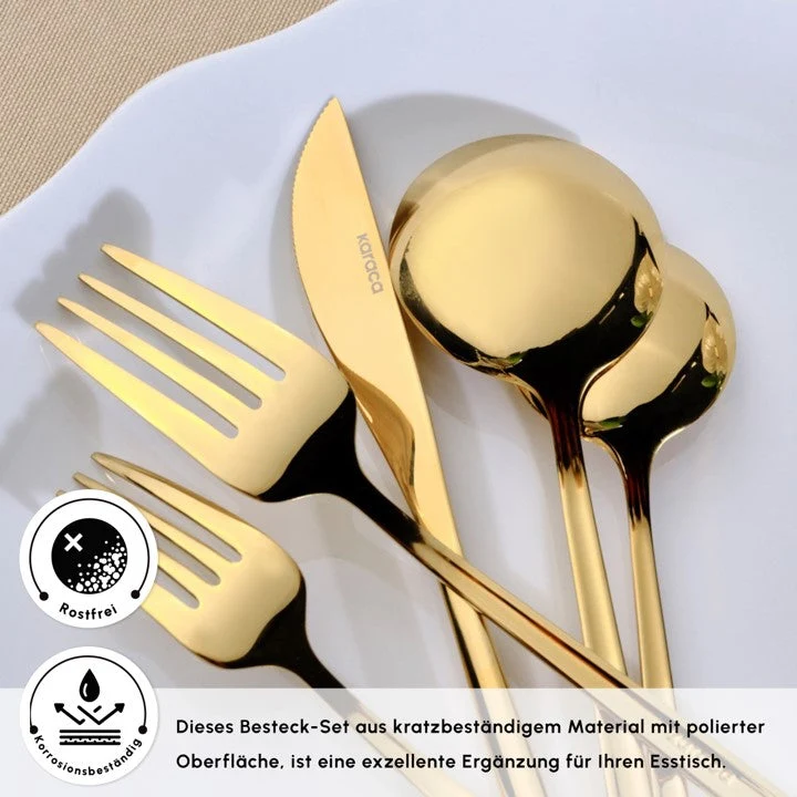 Karaca Orion Shiny Gold 12-Personen 60-Teiliges Besteckset