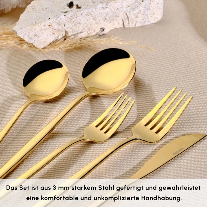 Karaca Orion Shiny Gold 12-Personen 60-Teiliges Besteckset